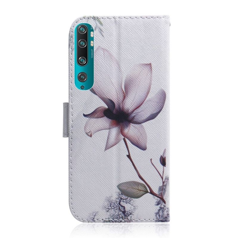 Lærdeksel Folio Deksel Xiaomi Mi 10 / 10 Pro Mobildeksel En Rosa Blomst