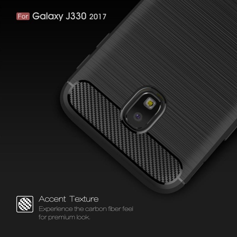 Deksel for Samsung Galaxy J3 2017 Svart Børstet Karbonfiber