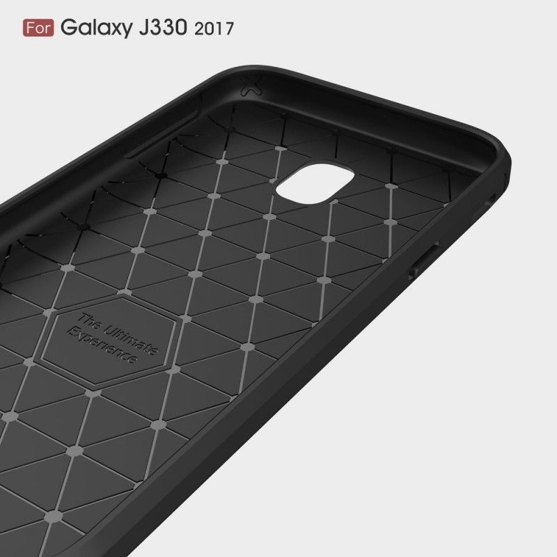 Deksel for Samsung Galaxy J3 2017 Svart Børstet Karbonfiber