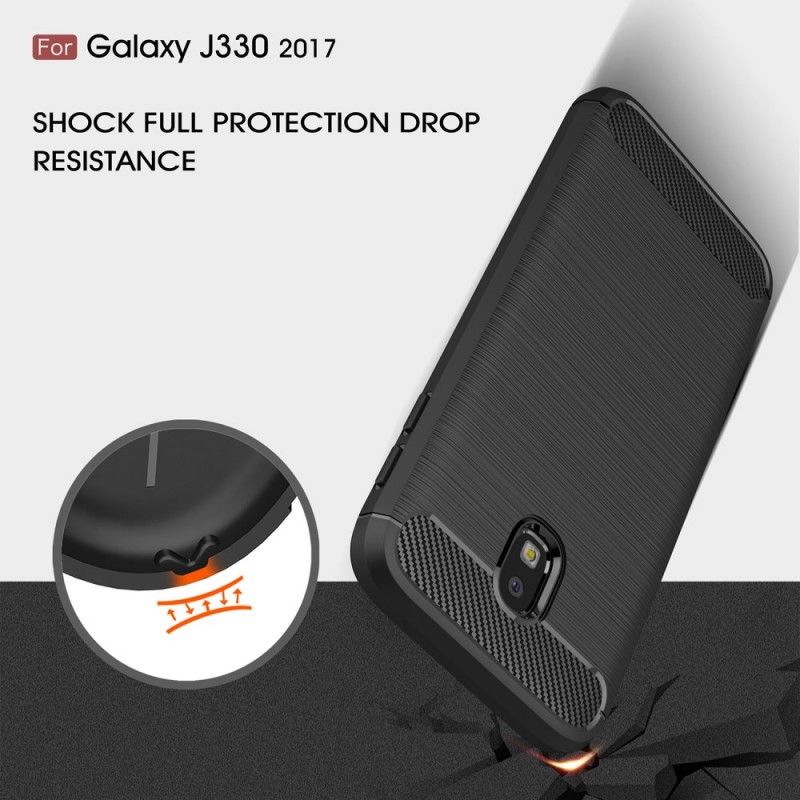 Deksel for Samsung Galaxy J3 2017 Svart Børstet Karbonfiber