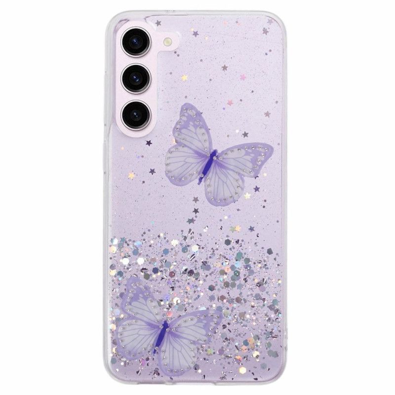 Deksel Samsung Galaxy S24 5g Glittersommerfugler