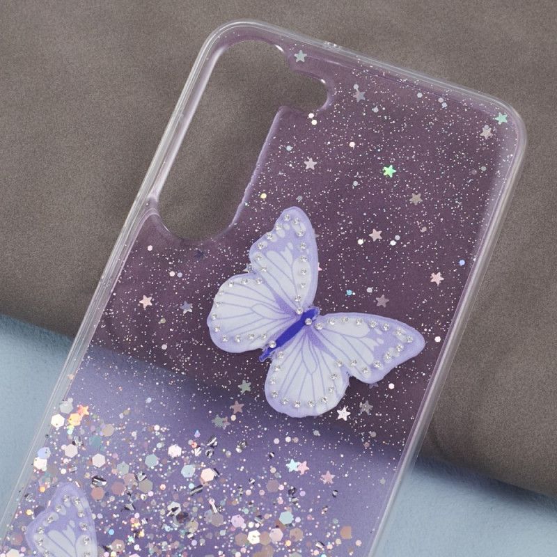 Deksel Samsung Galaxy S24 5g Glittersommerfugler