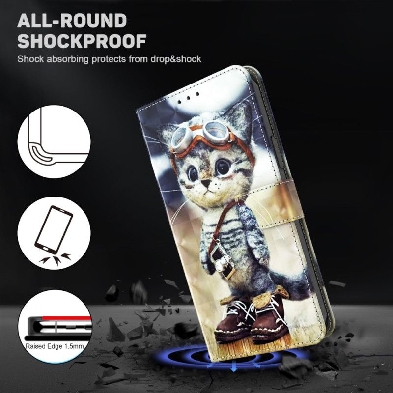 Folio Deksel Samsung Galaxy S24 5g Aviator Cat Med Stropp