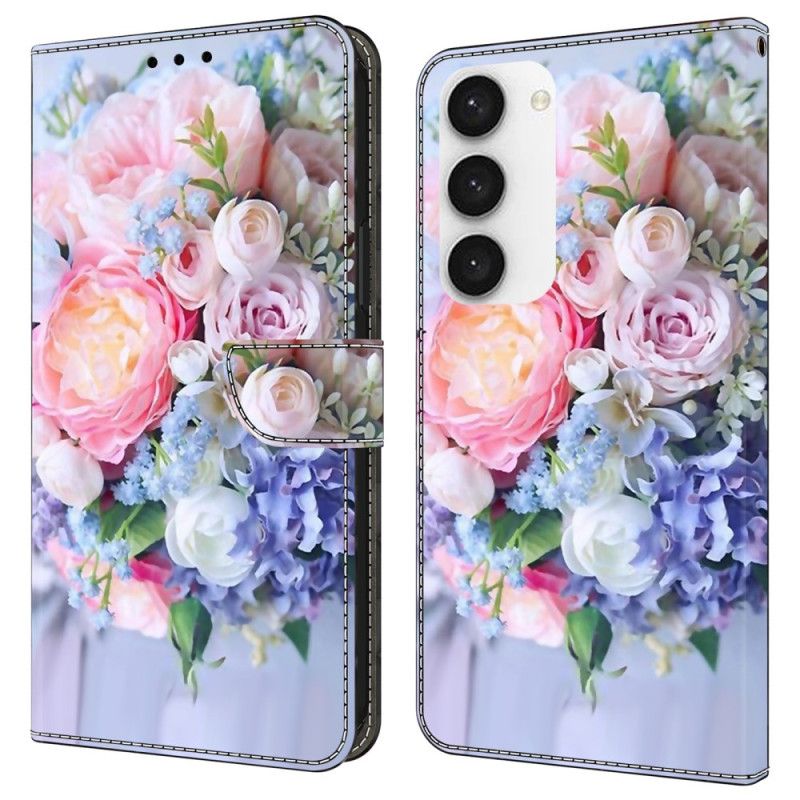 Folio Deksel Samsung Galaxy S24 5g Fargerike Blomster Beskyttelse Deksel