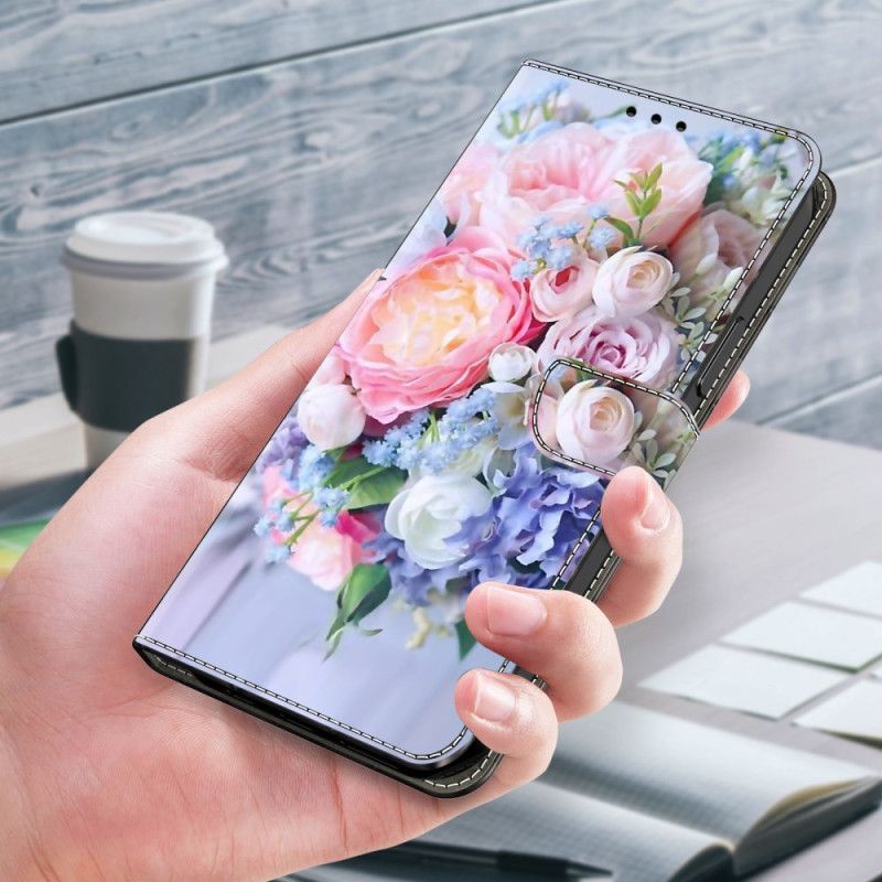 Folio Deksel Samsung Galaxy S24 5g Fargerike Blomster Beskyttelse Deksel