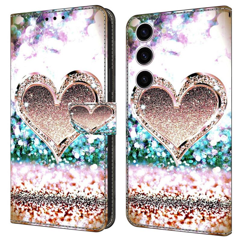 Folio Deksel Samsung Galaxy S24 5g Rosa Diamanthjerte