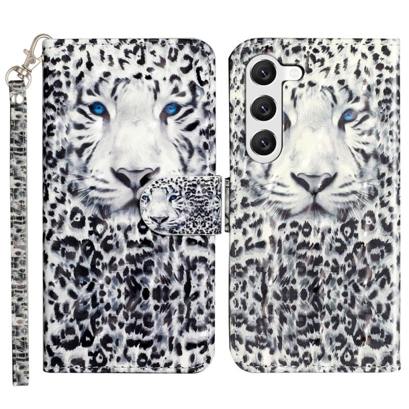 Folio Deksel Til Samsung Galaxy S24 5g Leopard Med Snor