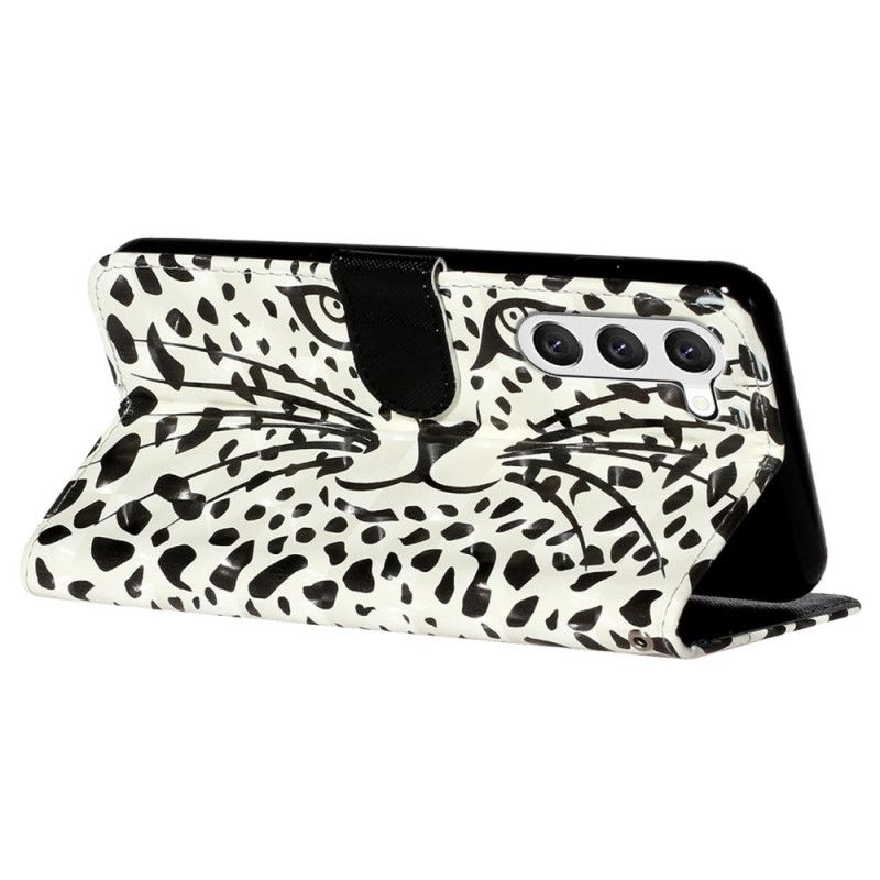 Folio Deksel Til Samsung Galaxy S24 5g Leopard Med Snor