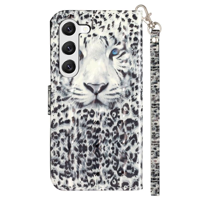 Folio Deksel Til Samsung Galaxy S24 5g Leopard Med Snor