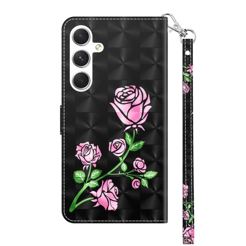 Folio Deksel Til Samsung Galaxy S24 5g Roseblomster Med Stropp