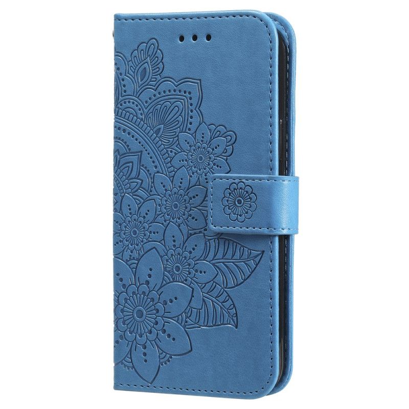 Lærdeksel Folio Deksel Samsung Galaxy S24 5g Blomstermandala Med Snor