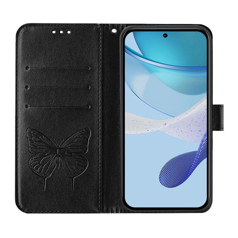 Folio Deksel Samsung Galaxy Z Fold 6 Blomstersommerfugl Med Stropp Beskyttelse Deksel