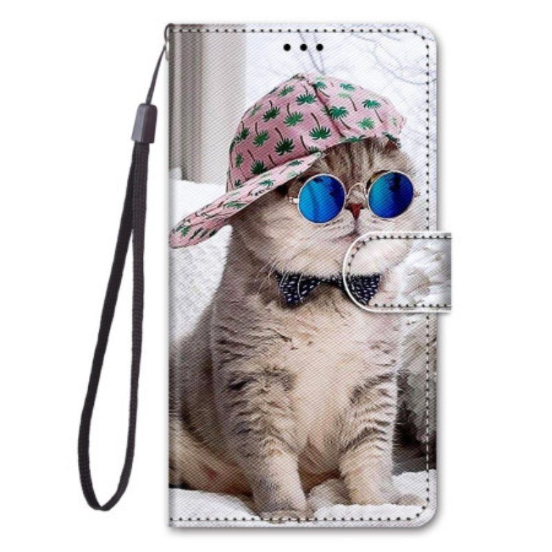 Lærdeksel Til Samsung Galaxy S23 Ultra 5G Med Kjede Yo Cat Med Stropp