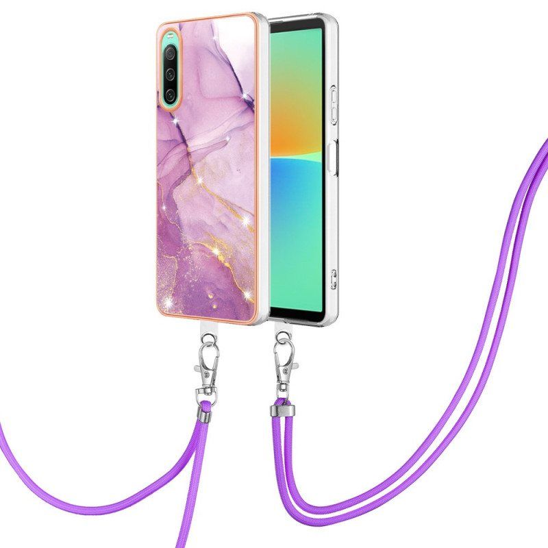 Deksel Til Sony Xperia 10 IV Med Snor Med Marmorsnor