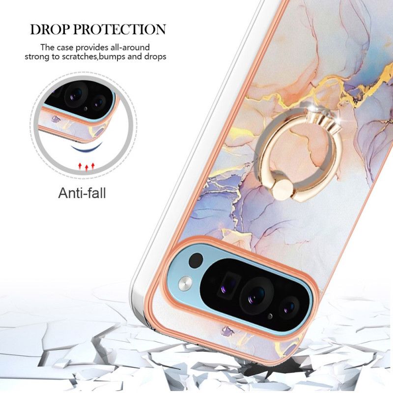 Deksel Google Pixel 9 Pro Mobildeksel Milky Way White Marble Support Ring