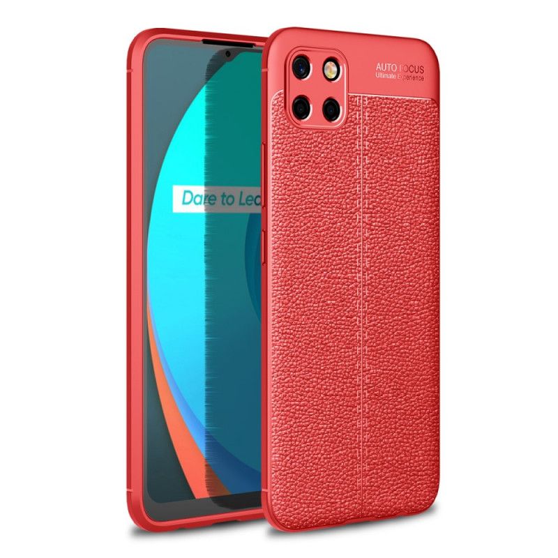 Deksel Realme C11 Svart Dobbeltlinjet Litchi-Effekt