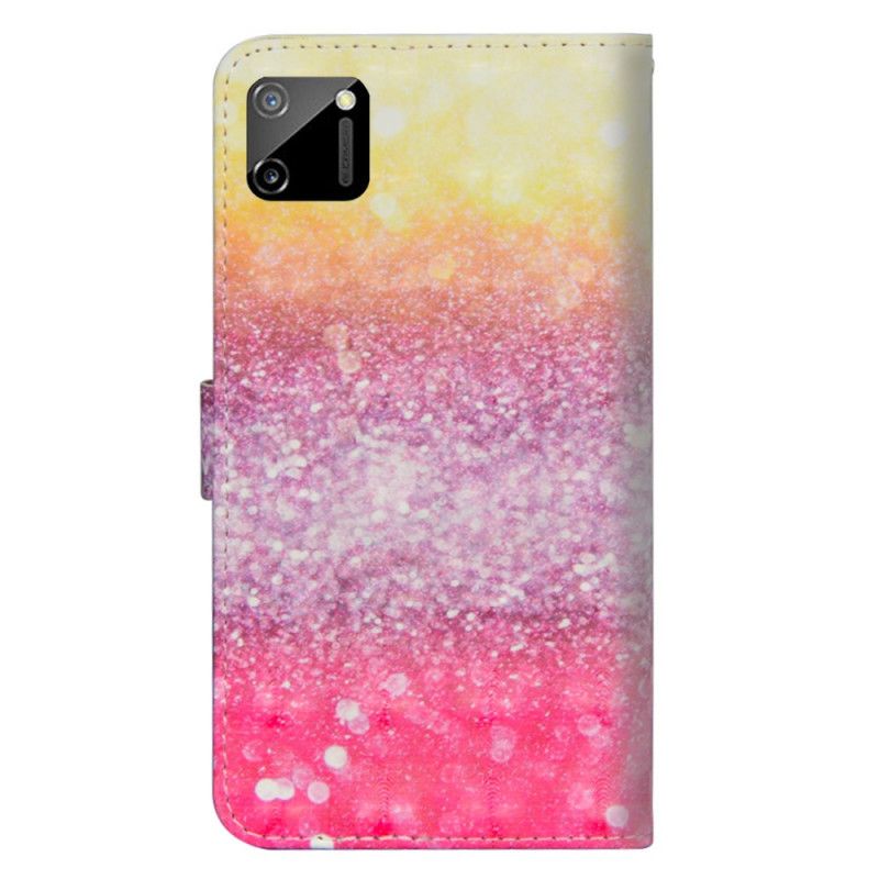 Folio Deksel for Realme C11 Magenta Glittergradient