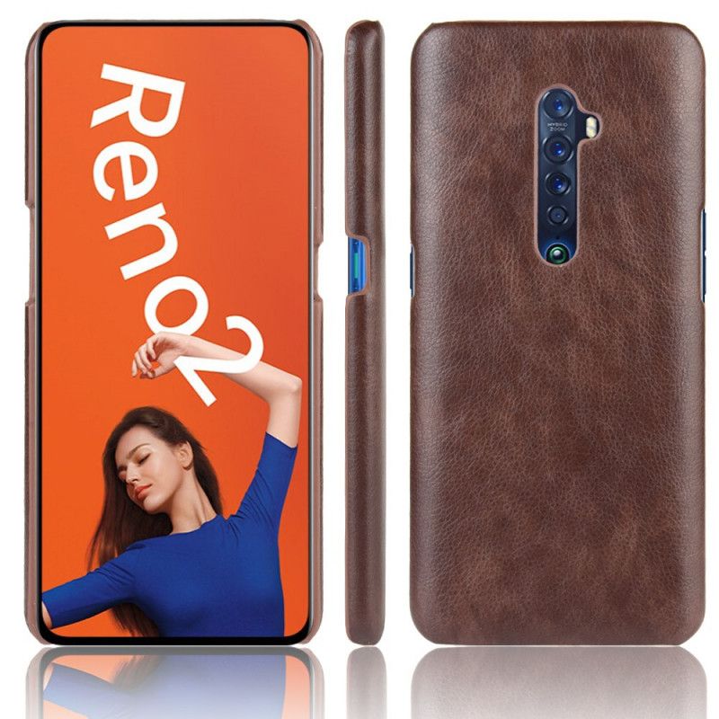 Deksel Oppo Reno 2 Svart Mobildeksel Litchi-Skinneffekt