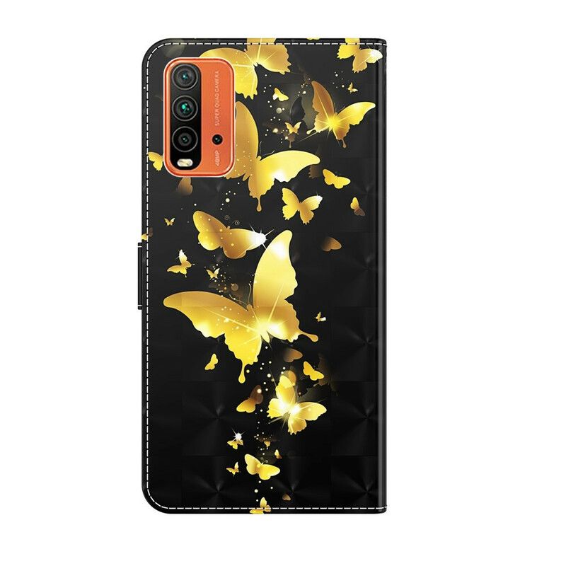 Folio Deksel Xiaomi Redmi 9t Gule Sommerfugler