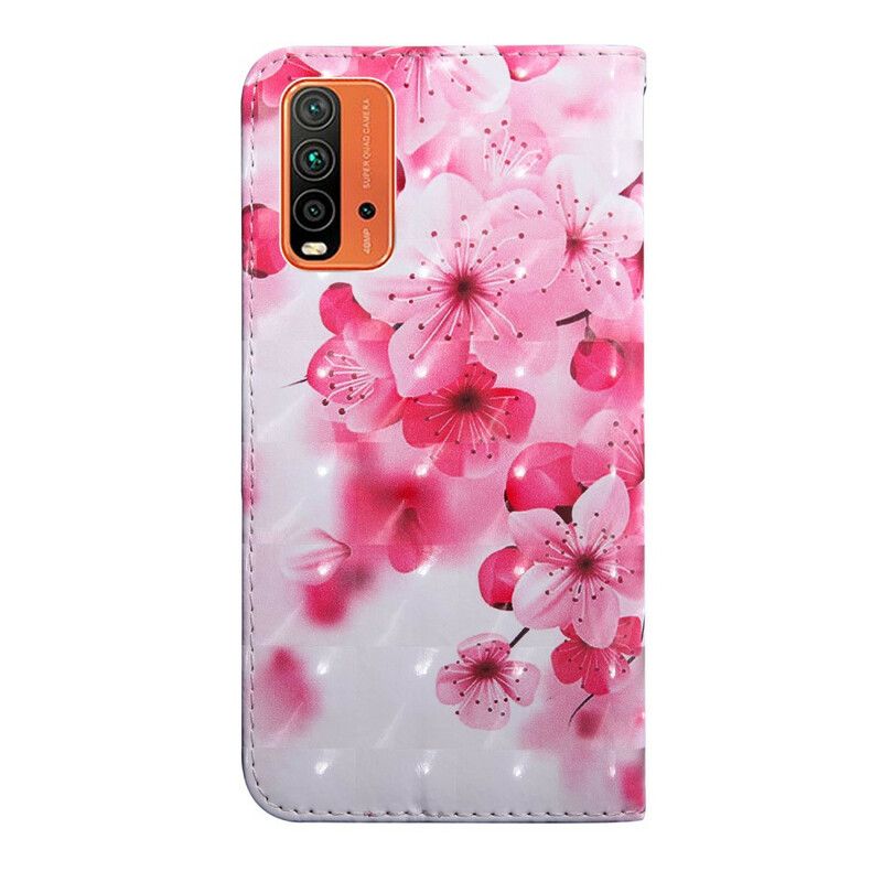 Folio Deksel Xiaomi Redmi 9t Rosa Blomster Beskyttelse Deksel