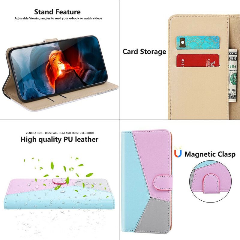 Folio Deksel Xiaomi Redmi 9t Trefarget Skinneffekt Beskyttelse Deksel