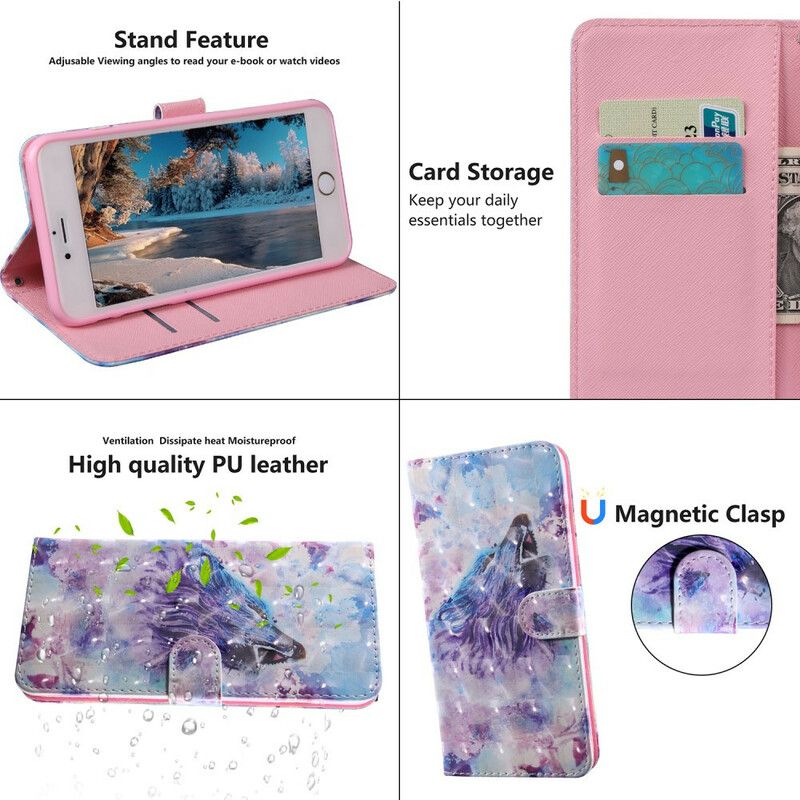 Folio Deksel Xiaomi Redmi 9t Wolf Watercolor