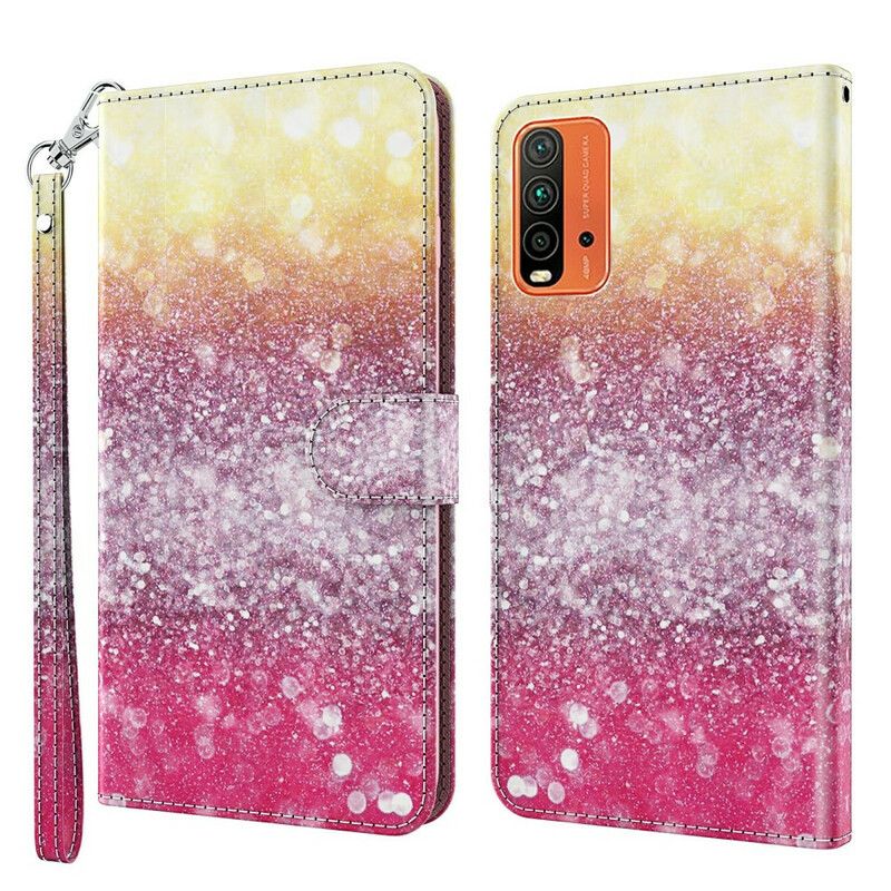 Lærdeksel Folio Deksel Xiaomi Redmi 9t Mobildeksel Magenta Glitter Gradient