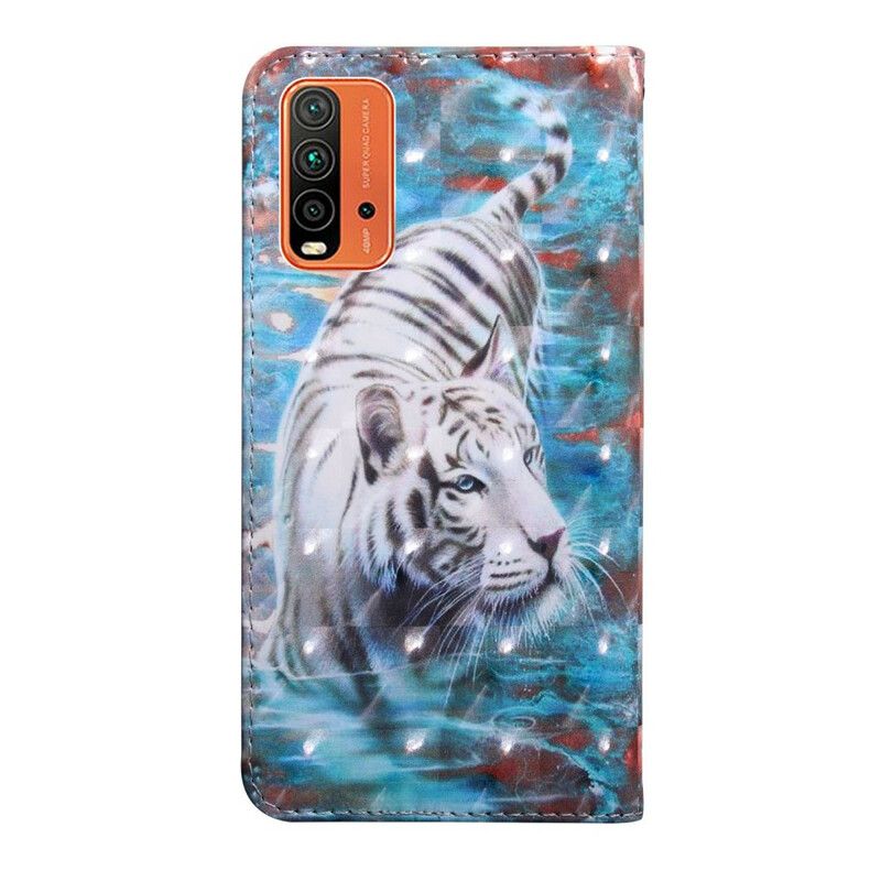Lærdeksel Folio Deksel Xiaomi Redmi 9t Mobildeksel Tiger In Water