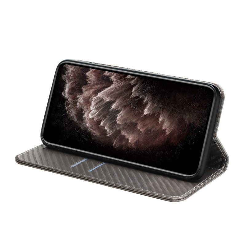 Beskyttelse Deksel Til iPhone 14 Med Kjede Folio Deksel Strappy Carbon Fiber Style