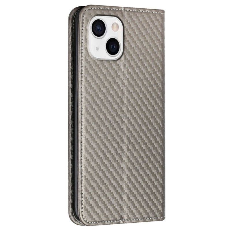 Beskyttelse Deksel Til iPhone 14 Med Kjede Folio Deksel Strappy Carbon Fiber Style