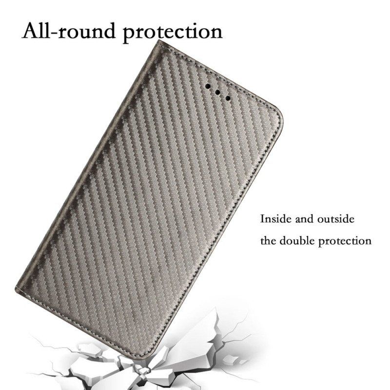 Beskyttelse Deksel Til iPhone 14 Pro Med Kjede Folio Deksel Strappy Carbon Fiber Style