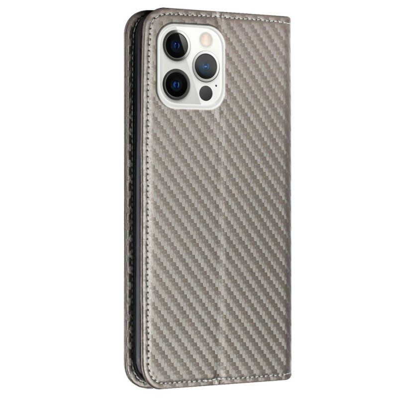 Beskyttelse Deksel Til iPhone 14 Pro Med Kjede Folio Deksel Strappy Carbon Fiber Style