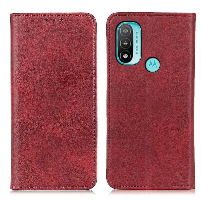 Beskyttelse Deksel Til Moto E40 / E30 / E20 Folio Deksel Elegance Split Leather