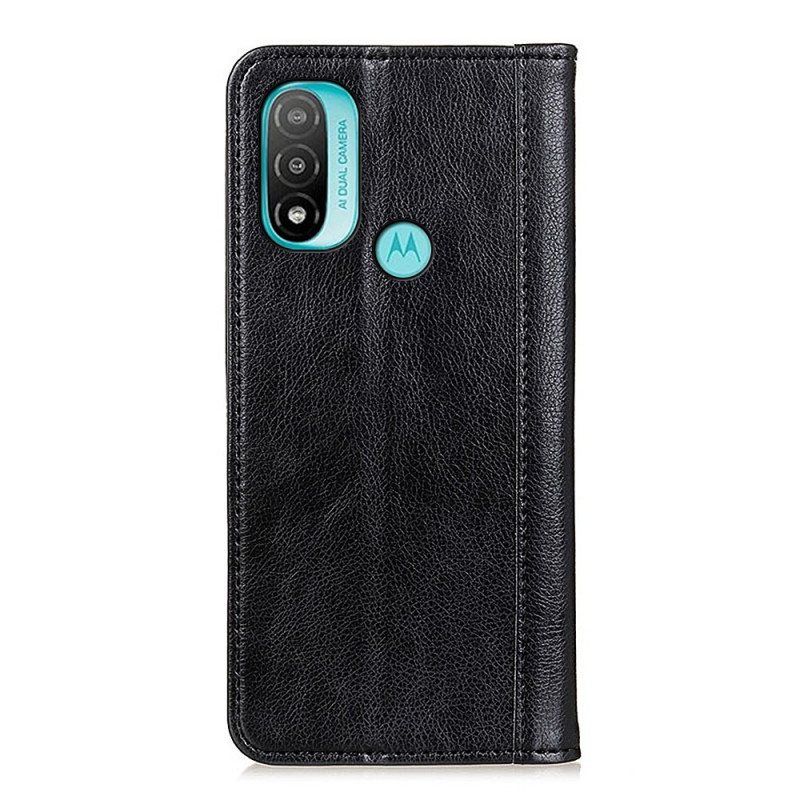 Beskyttelse Deksel Til Moto E40 / E30 / E20 Folio Deksel Elegance Split Litchi Leather