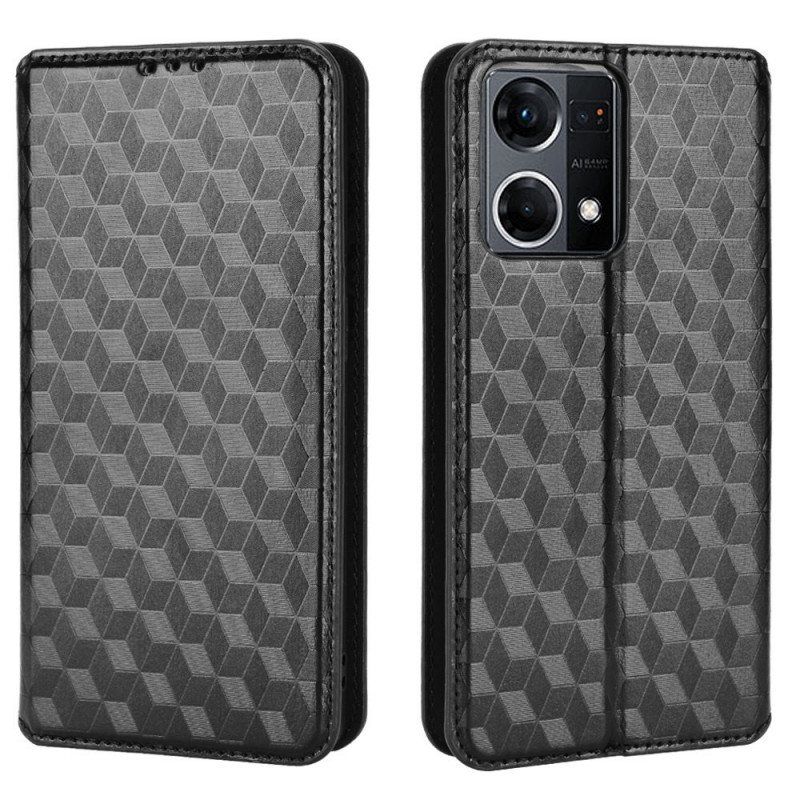 Beskyttelse Deksel Til Oppo Reno 7 Folio Deksel 3d Cube Leather Effect