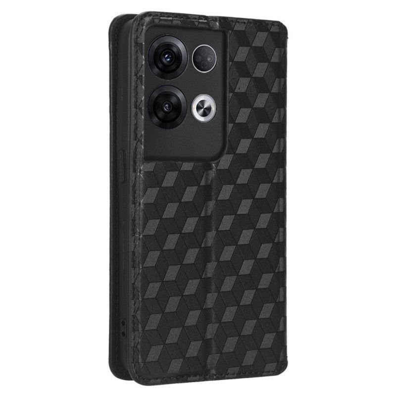 Beskyttelse Deksel Til Oppo Reno 8 Pro Folio Deksel 3d Cube Leather Effect