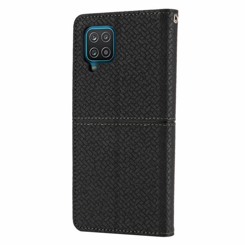 Beskyttelse Deksel Til Samsung Galaxy M12 / A12 Med Kjede Folio Deksel Strappy Vevd Skinnstil