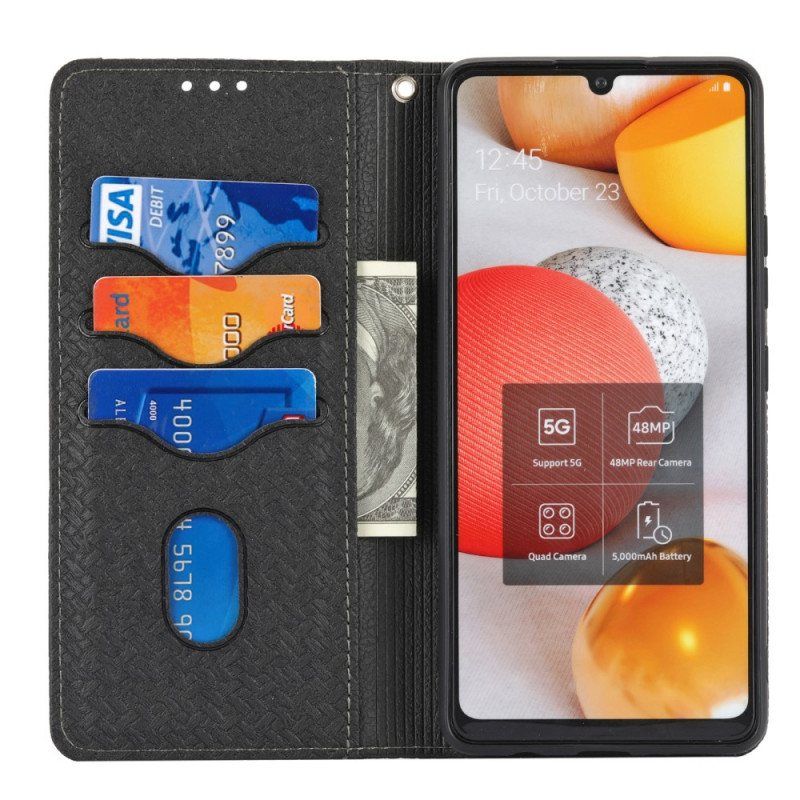 Beskyttelse Deksel Til Samsung Galaxy M12 / A12 Med Kjede Folio Deksel Strappy Vevd Skinnstil