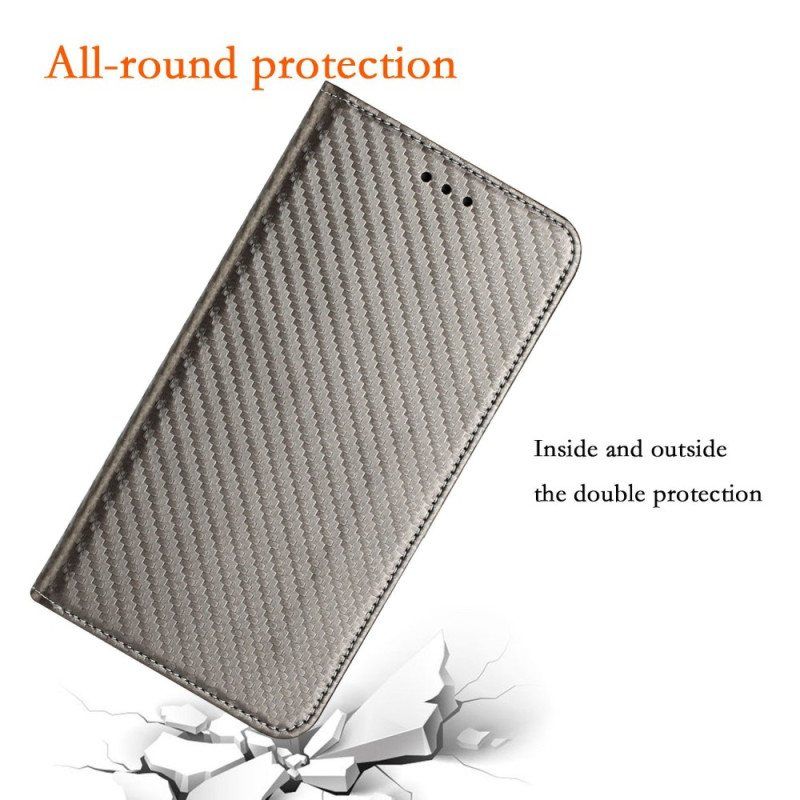 Beskyttelse Deksel Til Samsung Galaxy S23 5G Med Kjede Folio Deksel Strappy Carbon Fiber Style