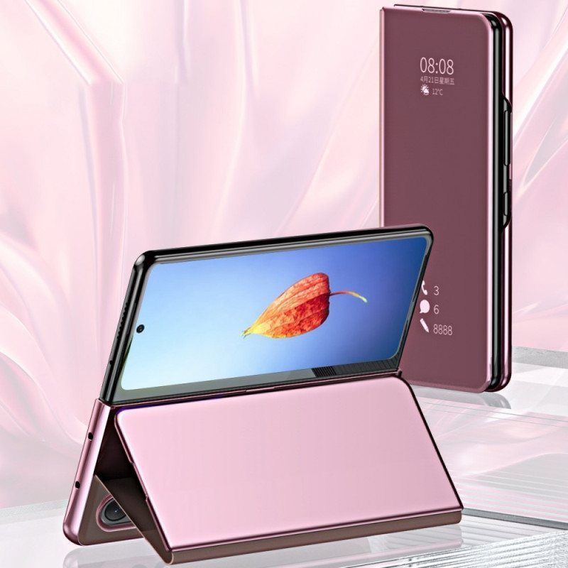 Beskyttelse Deksel Til Samsung Galaxy Z Fold 4 Folio Deksel Speil Og Åpenhet