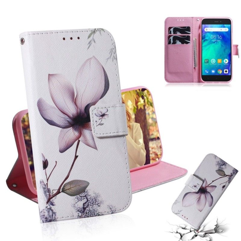 Lærdeksel Folio Deksel Xiaomi Redmi Go Gammel Roseblomst