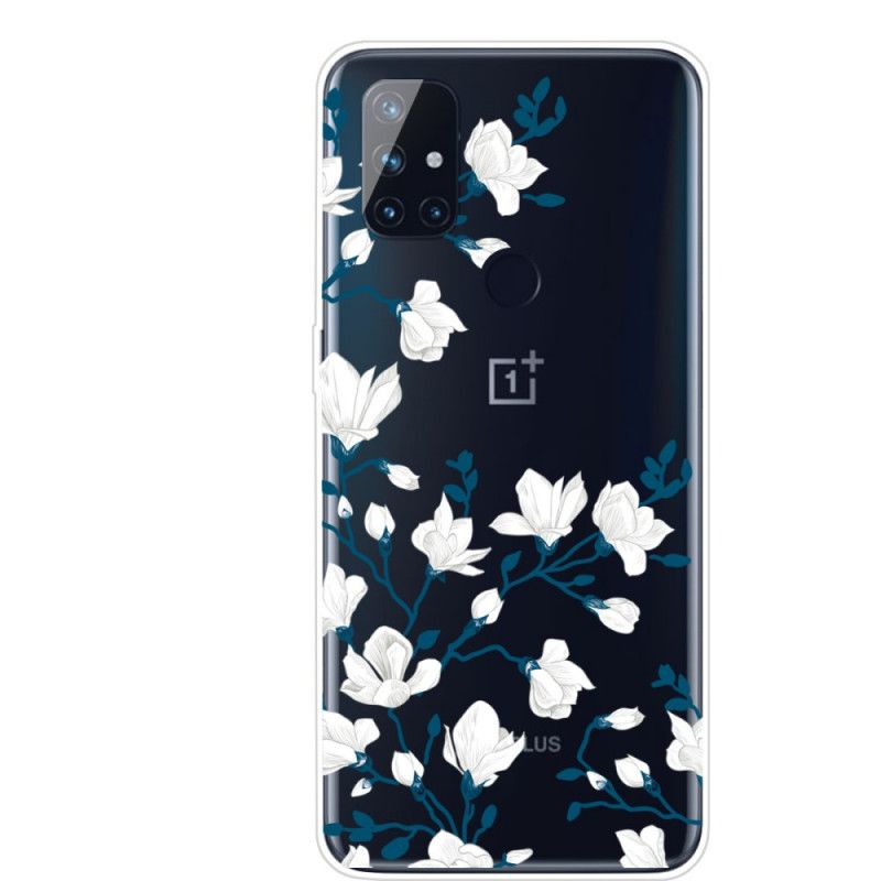 Deksel OnePlus Nord N10 Hvite Blomster