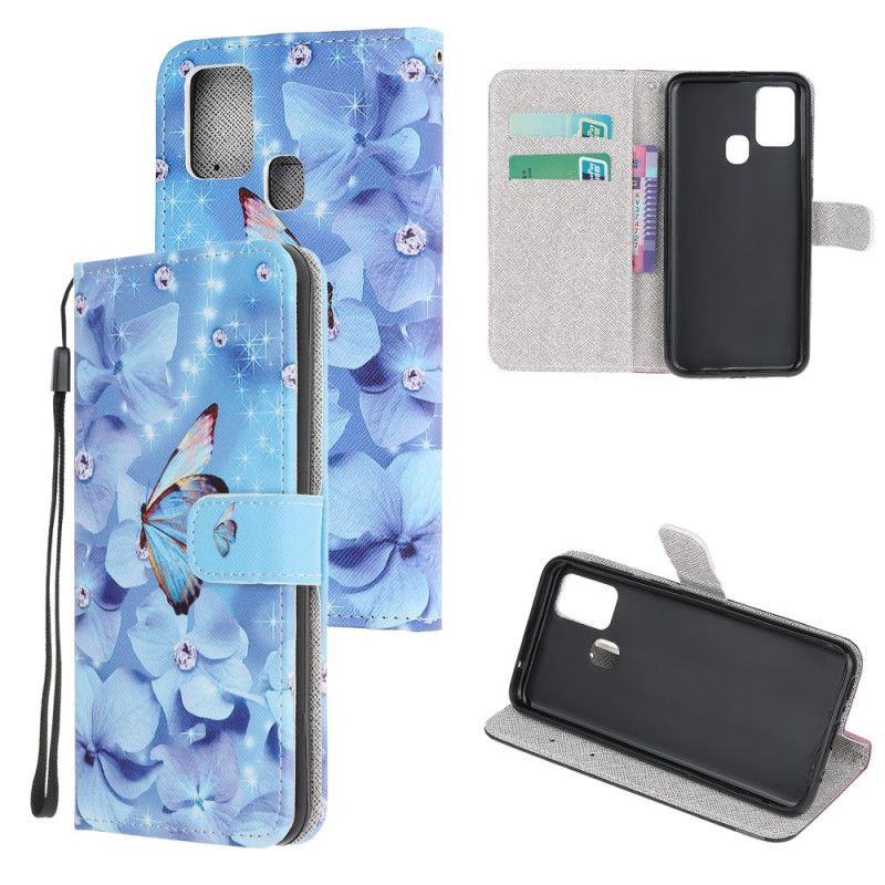 Folio Deksel for OnePlus Nord N10 Sommerfugler Diamanter Med Tanga