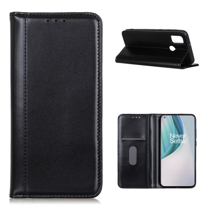 Folio Deksel OnePlus Nord N10 Svart Premium Delt Skinn