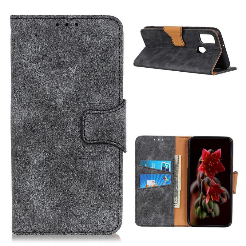 Folio Deksel OnePlus Nord N10 Svart Vintage Delt Skinn