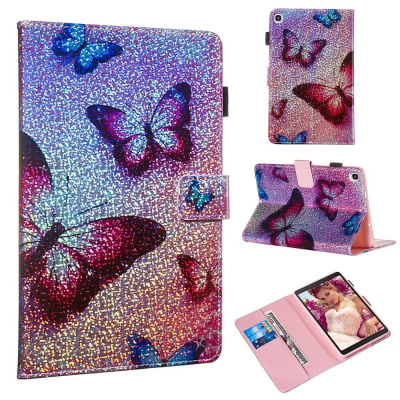 Folio Deksel Samsung Galaxy Tab A 8" (2019) Glitter Sommerfugler Anti-fall