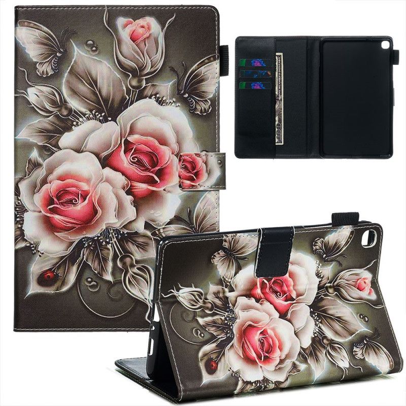 Folio Deksel Samsung Galaxy Tab A 8" (2019) Mørke Blomster Beskyttelse