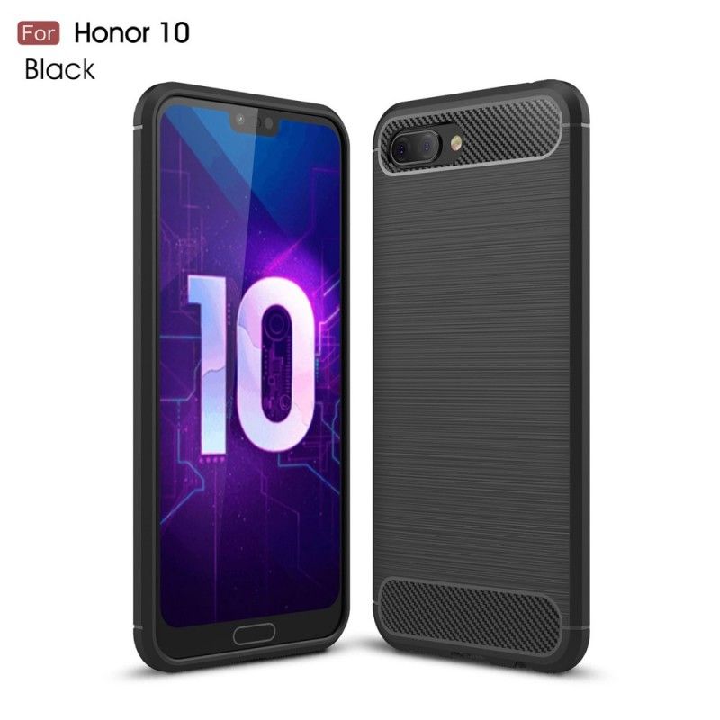 Deksel for Honor 10 Svart Børstet Karbonfiber