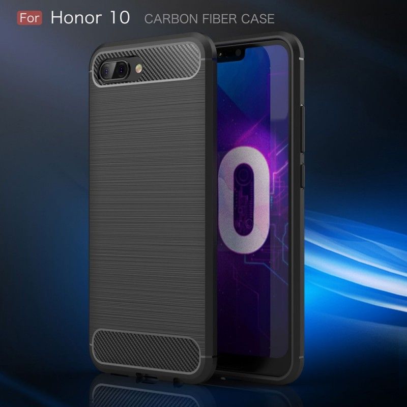 Deksel for Honor 10 Svart Børstet Karbonfiber