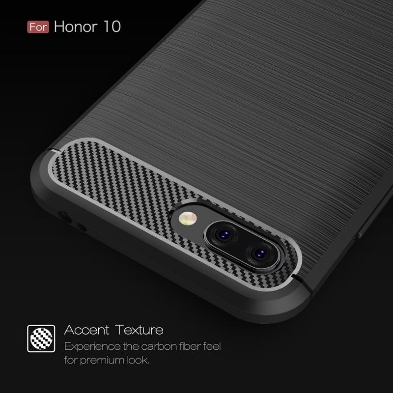 Deksel for Honor 10 Svart Børstet Karbonfiber